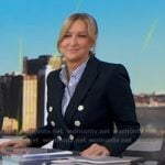 Lara’s navy blazer and metallic pants on Good Morning America