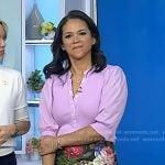 Laura's pink puff sleeve top and floral skirt on Today