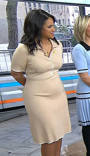 Laura’s beige ribbed polo dress on Today