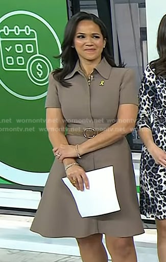 Laura's brown collared short sleeve dress on Today