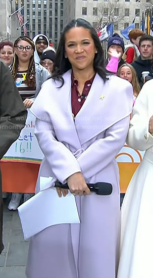 Laura's lilac wrap coat on Today