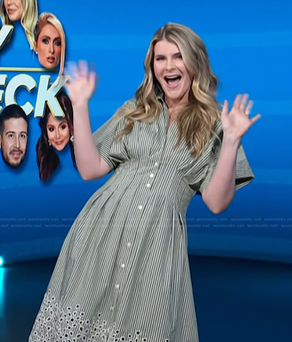 Lauren Herbert’s green stripe shirtdress on Access Hollywood