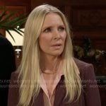 Christine’s pink blouse with gold buttons on The Young and the Restless