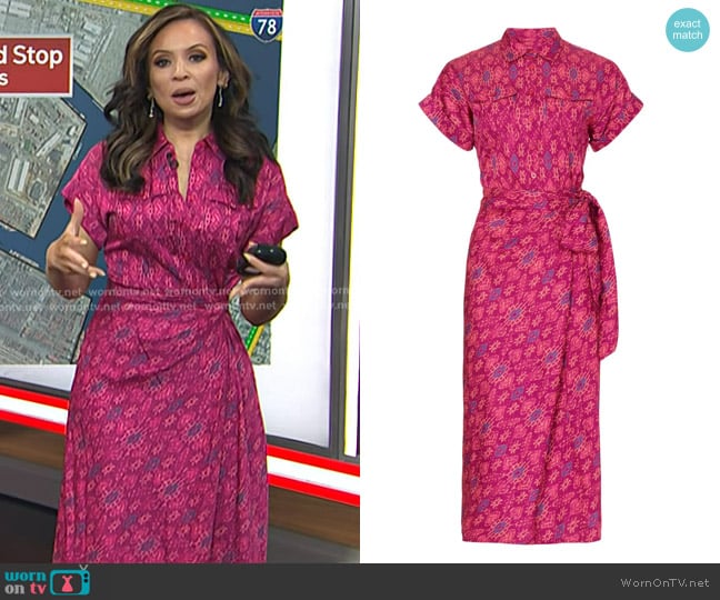 Lauren Ralph Lauren Geo-Print Shantung Tie-Waist Dress worn by Adelle Caballero on Today