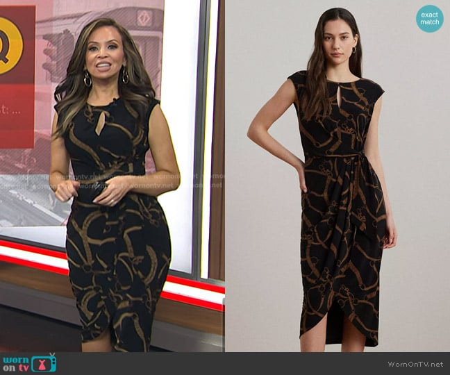 Lauren Ralph Lauren Printed Jersey Faux Wrap Dress worn by Adelle Caballero on Today