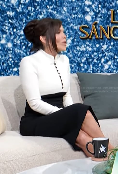 Lauren Sanchez Bezos’s colorblock dress on Access Hollywood