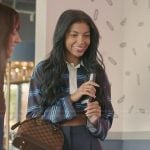 Layla’s blue striped cropped top on The Secret Lives of Mormon Wives