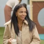 Layla’s beige shearling collar jacket on The Secret Lives of Mormon Wives