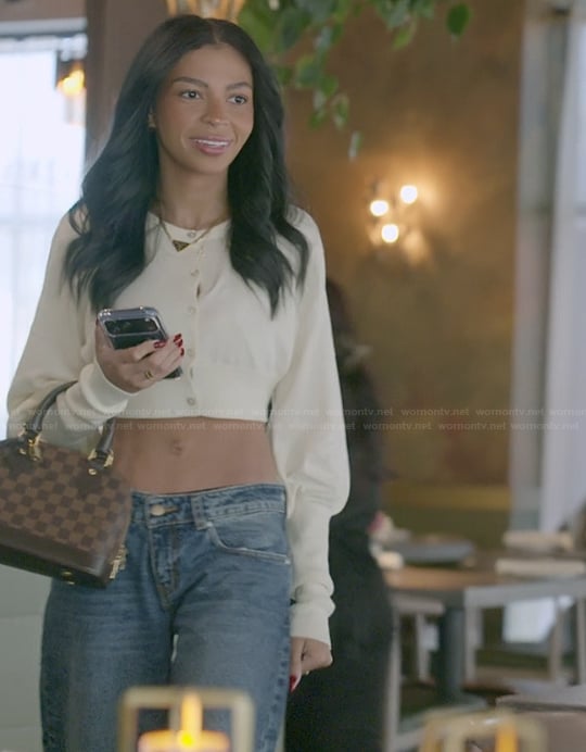 Layla’s cropped cardigan on The Secret Lives of Mormon Wives