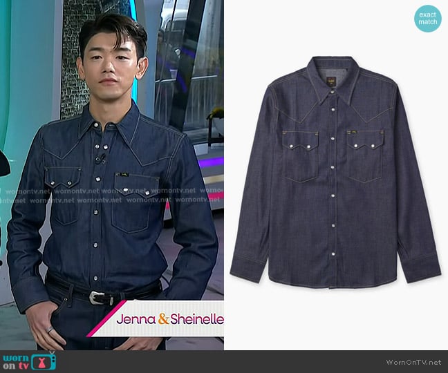 Lee 101 Regular Fit Denim Western Shirt in Indigo worn by Eric Nam on Today