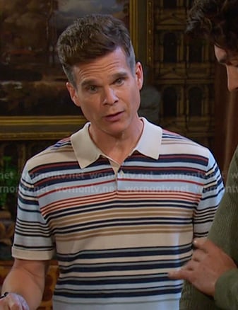 Leo’s blue striped polo on Days of our Lives