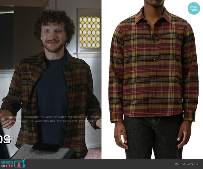 Les Deux Lennon Check Overshirt in Fudge worn by Flynn (Jake Short) on 9-1-1
