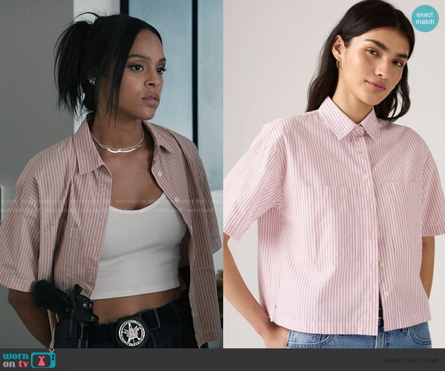 Levis Harlie Short Sleeve Cropped Shirt worn by Andrea Cruz (Ash Santos) on Marshals
