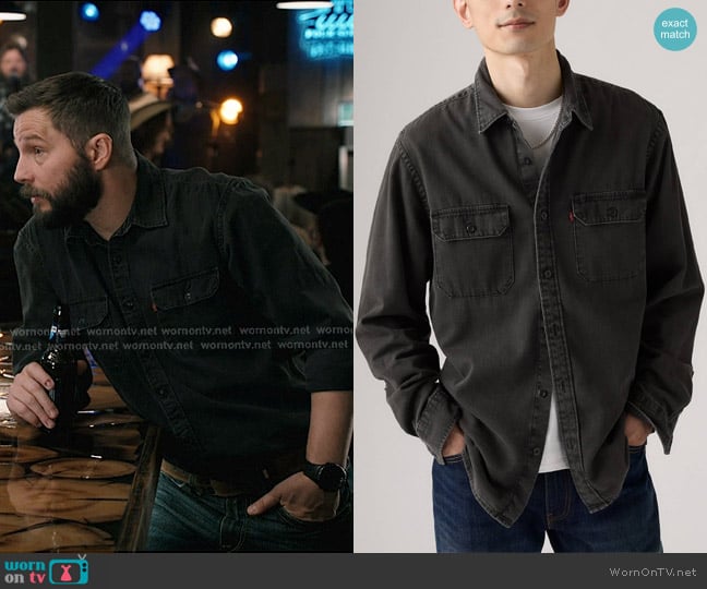 Levi's Jackson Worker Overshirt in Black worn by Pete Calvin (Logan Marshall-Green) on Marshals