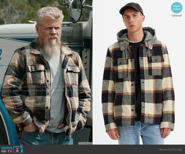 Levi's Plaid Sherpa Lined Hoodie Jacket worn by Randall Cleg (Michael Cudlitz) on Marshals