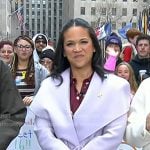 Laura’s lilac wrap coat on Today