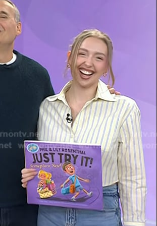 Lily Rosenthal’s yellow striped crop shirt on Today
