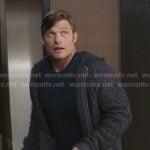 Link’s navy cable knit zip hoodie on Greys Anatomy