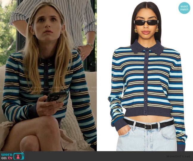 Lioness Awakening Cardigan worn by Cora (Audrey Zahn) on Imperfect Women