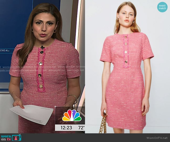 LK Bennett Dr. Varley Tweed Mini Dress worn by Rana Novini on NBC News Daily
