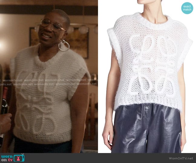 Loewe Open-Knit Wool Vest with Anagram Detail worn by Henrietta Wilson (Aisha Hinds) on 9-1-1