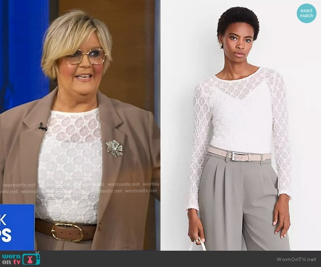 Lorna Patton’s white textured top on GMA