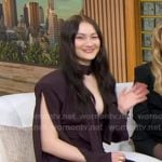 Lola Tung’s burgundy draped mini dress on Good Morning America