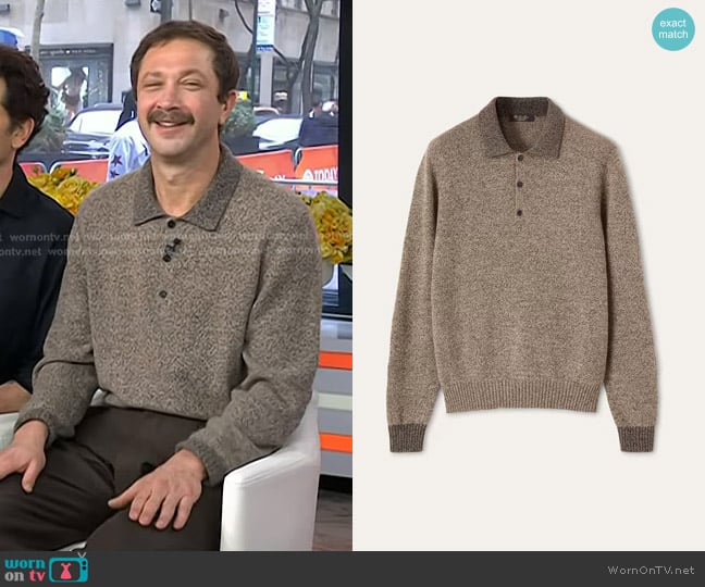 Loro Piana Sheep Meadow Wool and Cashmere Polo Sweater worn by Ebon Moss-Bachrach on Today