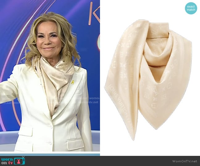Louis Vuitton Monogram Classic Shawl in Ivory worn by Kathie Lee Gifford on Today