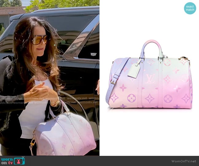 Louis Vuitton Monogram Giant Spring In The City Keepall 45 Sunrise Pastel worn by Kyle Richards on The Real Housewives of Beverly Hills