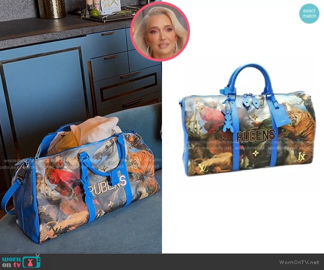 Louis Vuitton x Jeff Koons Keepall Bandouliere Bag worn by Erika Jayne on The Real Housewives of Beverly Hills