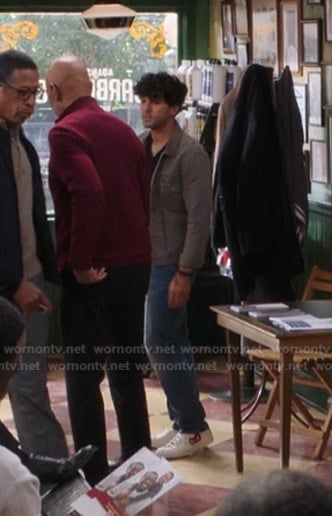 Luca’s white heart print sneakers on Greys Anatomy