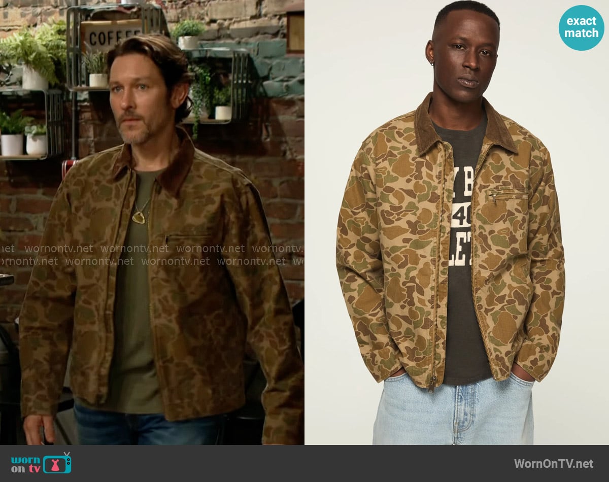 Daniel’s camo print jacket on The Young and the Restless