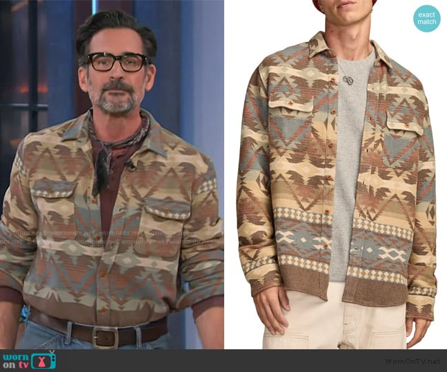 Lucky Brand Southwest Pattern Jacquard Cotton Flannel Button-Up Shirt worn by Lawrence Zarian on The Kelly Clarkson Show