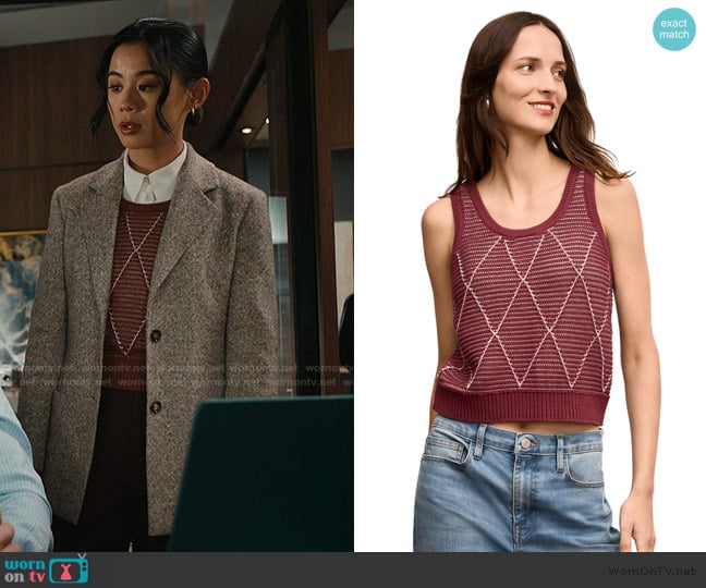 M.M. LAFleur Aiko Breeze Tank - Argyle Knit worn by Sarah Franklin (Leah Lewis) on Matlock