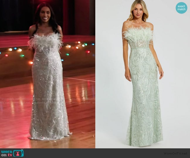 Mac Duggal Long Mint Sequin Prom Dress worn by Miss Carroll (Khandi Alexander) on Abbott Elementary