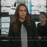 Maddie’s navy jacket with print scarf on 9-1-1