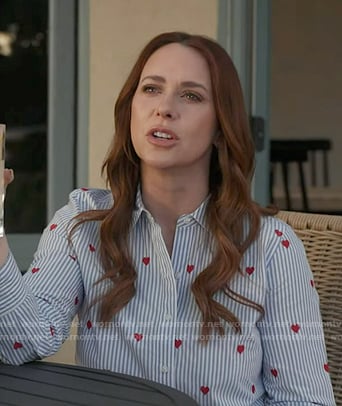 Maddie's blue striped heart embroidered shirt on 9-1-1