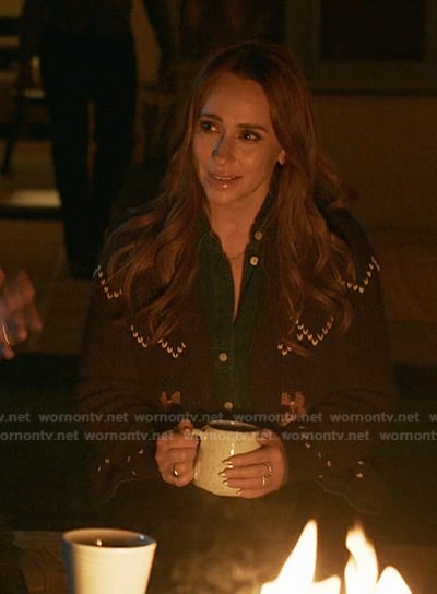 Maddie’s navy horse print cardigan on 9-1-1