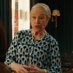 Madeline’s blue geometric print top on Matlock