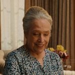 Madeline’s blue floral v-neck top on Matlock