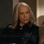 Madeline’s navy floral top on Matlock