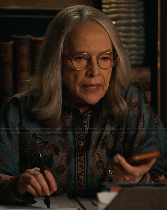 Madeline's blue floral print shirt on Matlock