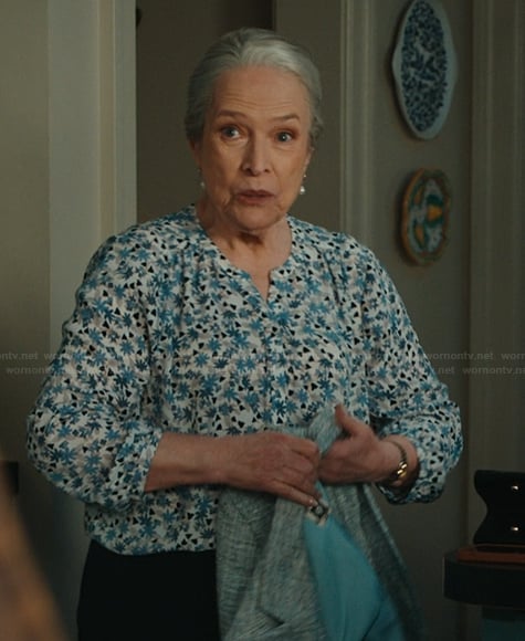 Madeline's blue floral print top on Matlock