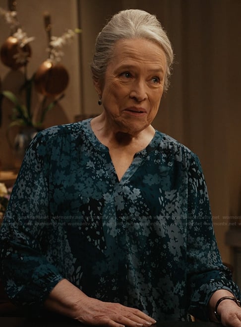 Madeline's blue floral print top on Matlock