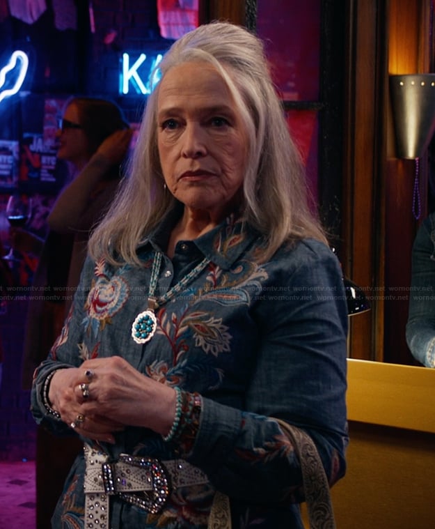 Madeline's embroidered jacket and floral skirt on Matlock