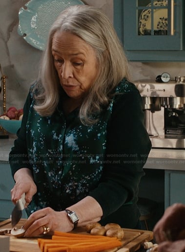 Madeline's green floral print cardigan on Matlock