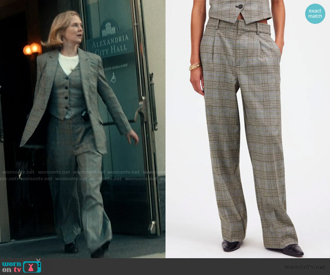 Madewell Yarn Dyed Plaid Slouchy Straight Leg Pants worn by Kay Scarpetta (Nicole Kidman) on Scarpetta