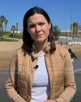 Maggie’s beige quilted jacket on Good Morning America