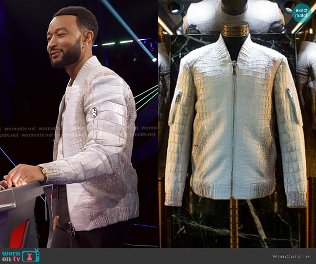 Maison MJZ Himalaya Crocodile Bomber Jacket MJZ 07 Collection worn by John Legend on The Voice